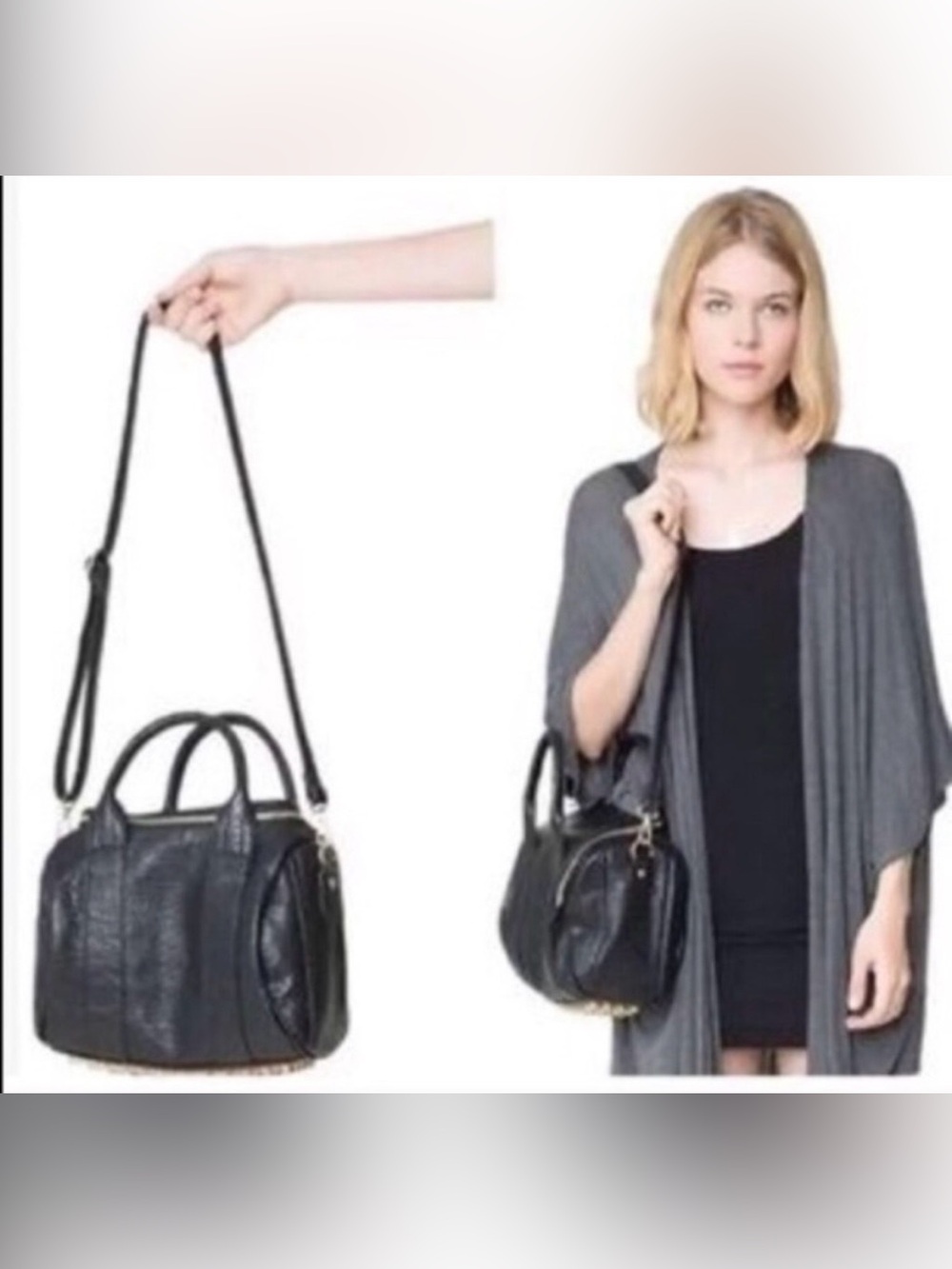 Brandy Melville Black Bag with long Strap Metal studded design + BM Sticker